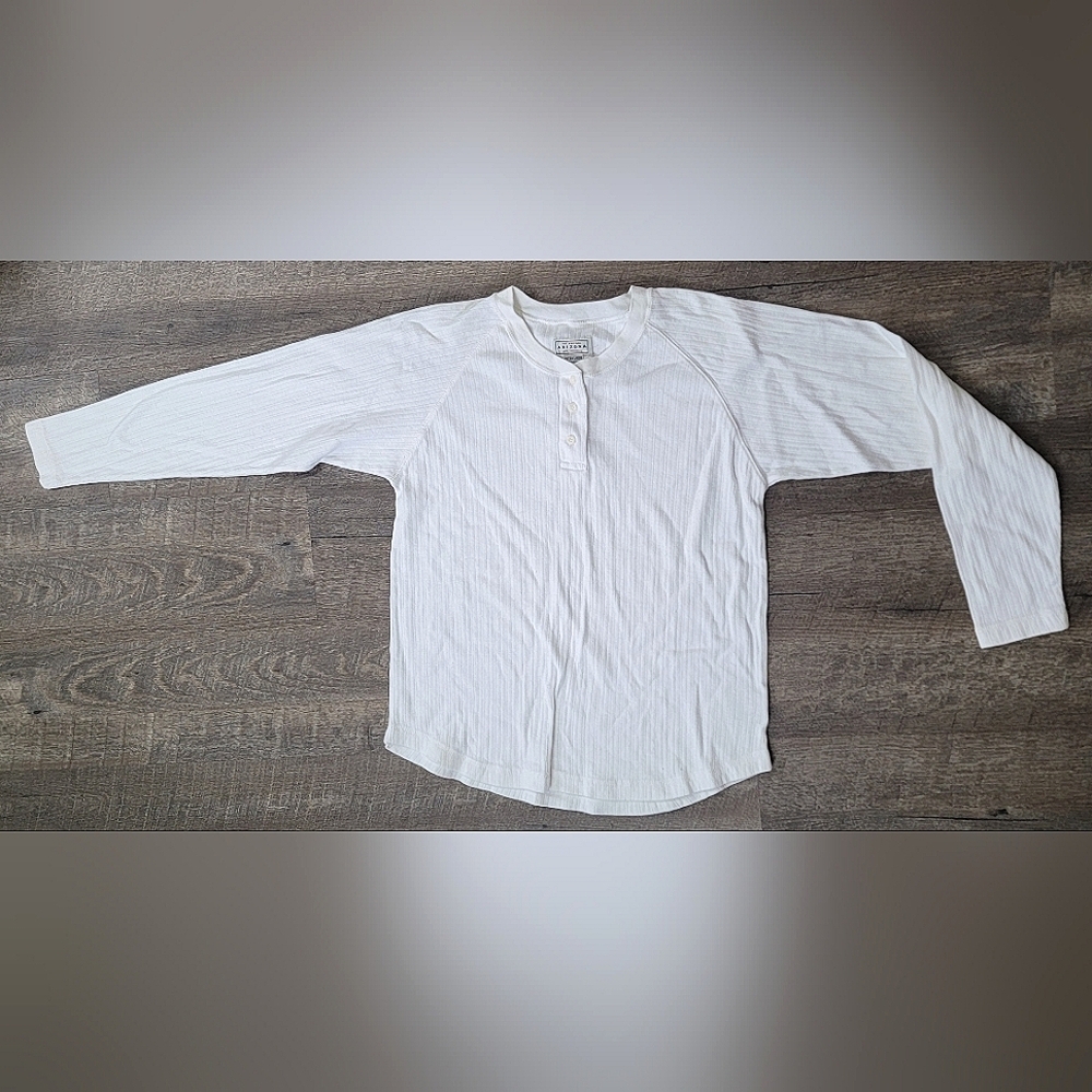 Vintg Late 90's Long-sleeve Ribbed Top Women's XL Cream Baseball Heanly Cotton